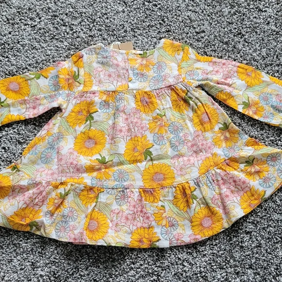 NWT - Angel Dear Sunflower Smocked Ruffle Dress, Leggings, and Headband - 6-12M - Picture 3 of 11